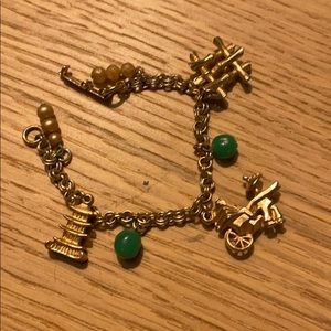 1950’s Japanese charm bracelet with jade beads